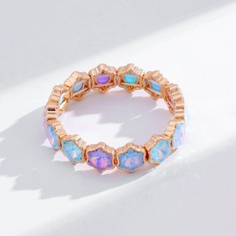 Iridescent Floral Crystal Statement Bracelet 🌸✨